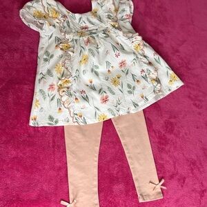 Catherine Malandrino Floral Shirt with Peach Leggings